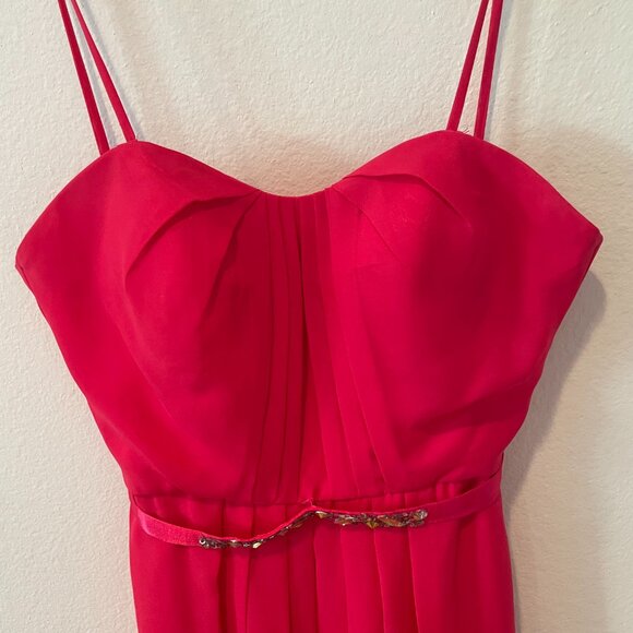 Evening Gown Fully Lined Design with Sequins Full Length  Pink  Size: S - Picture 8 of 10